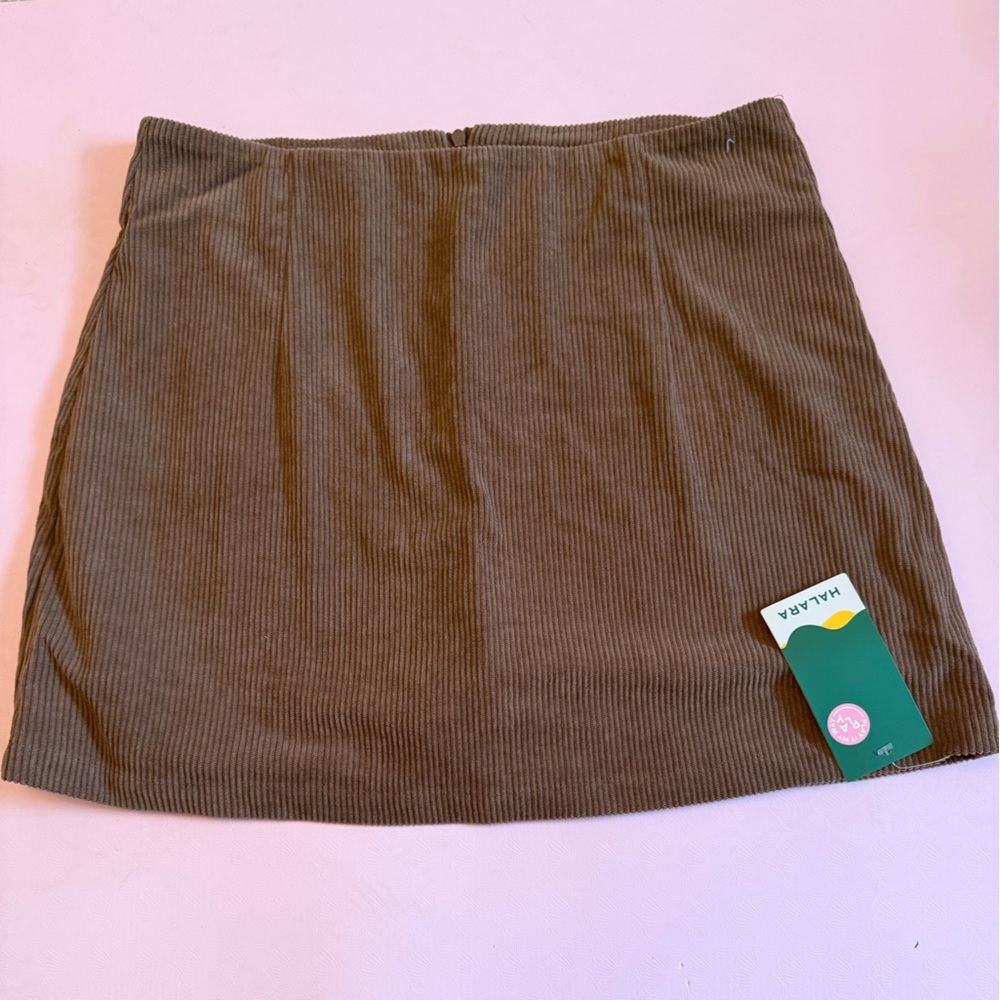 NWT HALARA Tan Corduroy Mini Skirt